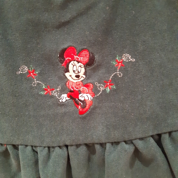 Disney Minnie mouse Christmas dress. Green Velour + red. 12 months of age. New - Picture 2 of 6